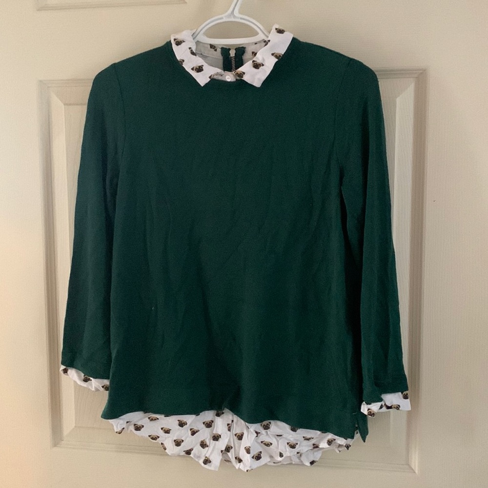 Green collared illusion sweater